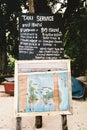 Sign for boat taxi service, Pulau Kecil, Perhentian Islands, Malaysia Royalty Free Stock Photo