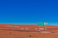 Sign by the border to Chile and Bolivia in the Andes