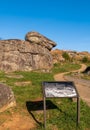 The sign and boulders at the Devils Den part of the Gettysburg National Military Park Royalty Free Stock Photo