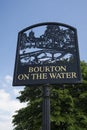 Sign of bourton on the water a touristic famous village in the cotswold, united kingdom