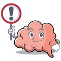 With sign brain character cartoon mascot
