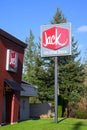 Sign and brand of Jack in the Box fast food restaurant in Pacific Northwest