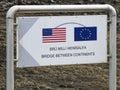 Sign of Bridge Between Continents in ÃÂlfagjÃÂ¡ rift that connects two continents on Reykjanes peninsula, Iceland