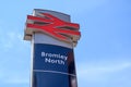 Sign for Bromley North Railway Station showing the National Rail logo