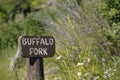 A sign for the Buffalo Fork River in the Grand Teton National Park in Wyoming Royalty Free Stock Photo