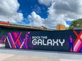 The sign and building in front of the new Guardians of the Galaxy ride at EPCOT in Walt Disney World in Orlando, FL