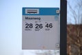 Sign at a busstop in The Hague where busses of HTM and Arriva will stop at the maanweg in industrial zone Binckhorst.