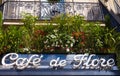The sign of cafe de Flore, Paris, France.