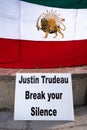 Sign Calls for Canadian Prime Minister Justin Trudeau to Speak Out on Iran