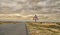 The sign of a camel. On the edge of the road crossing the Karakum desert in Turkmenistan Royalty Free Stock Photo