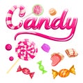 Sign Candy and Colorful candies set, caramel, marmalade Royalty Free Stock Photo