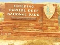 Sign of Capitol Reef National Park, Utah Royalty Free Stock Photo