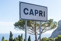 Sign in Capri island in a beautiful summer day in Italy Royalty Free Stock Photo