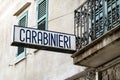 The sign of Carabinieri, Italian police, at historical Sicilian city Royalty Free Stock Photo