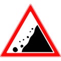 The sign is carefully falling stones. Vector image. Royalty Free Stock Photo
