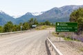 Sign of Carretera Austral Route - Mountais at background - Coyhaique, AysÃÂ©n, Chile Royalty Free Stock Photo