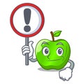 With sign cartoon of big shiny green apple Royalty Free Stock Photo
