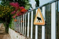 sign caution animals on the road close up