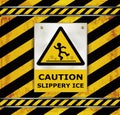 Sign caution blackboard caution slippery ice Royalty Free Stock Photo