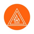 Sign caution fire hazard black line icon. Pictogram for web page