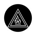 Sign caution fire hazard black line icon. Pictogram for web page