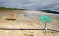 Sign, caution hot! - Erupting Geysir on Iceland Royalty Free Stock Photo