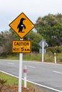 Sign caution pinguins Royalty Free Stock Photo