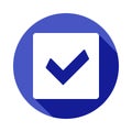the sign is checked in the box icon in Flat long shadow style Royalty Free Stock Photo