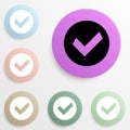 the sign is checked in a circle badge color set. Simple glyph, flat vector of web icons for ui and ux, website or mobile Royalty Free Stock Photo