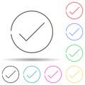 Sign checked multi color set icon. Simple thin line, outline vector of web icons for ui and ux, website or mobile application Royalty Free Stock Photo