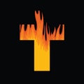 The sign of Christian cross with a flame inside Royalty Free Stock Photo