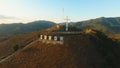 Sign of the city of Coron on the hill.Cross on a hill, Coron, Philippines,Palawan Busuanga.