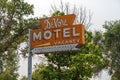 The sign for the closed DeVore Motel in Lind, Washington, USA - July 31, 2021 Royalty Free Stock Photo