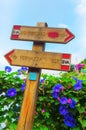 Sign of the coastal hiking trail at Vernazza, Cinque Terre, Italy Royalty Free Stock Photo