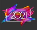 2021 sign on colorful brush strokes background Royalty Free Stock Photo