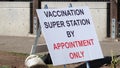 Sign for Covid-19 vaccination superstation at Petco Park