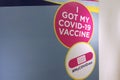 A sign in the COVID-19 vaccine clinic in Toronto, Canada