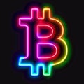 sign of crypto currency with bitcoin symbol on dark background