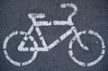 The sign of the cycle track on the asphalt.