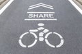 Sign on the cycling way meaning please share bike lanes for bike