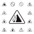 sign dangerous crashing stones icon. Detailed set of Warning signs icons. Premium quality graphic design sign. One of the collecti