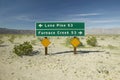 A sign in Death Valley National Park pointing to Furnace Creek and Lone Pine, CA