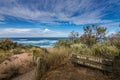 Sign declaring beach unsafe for swimming in Bells Beach, Australia