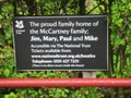 Sign Describes Paul McCartney`s Childhood Home, Liverpool