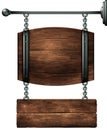 Sign design for a pub or wine bar in the form of a barrel on chains. High detailed realistic illustration Royalty Free Stock Photo