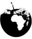 Sign of destruction of planet Earth, big apple erupts symbol, African devastation because of global cataclysm and humans activity