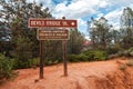 Sign on the Devil`s Bridge Trail, Sedona, Arizona, USA Royalty Free Stock Photo