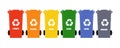 Different colored recycle bins Royalty Free Stock Photo