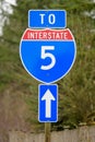 Sign with direction to US Interstate 5 in Washington State