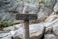 Sign for directions to Dream Lake in Rocky Mountain National Park on the hiking trail Royalty Free Stock Photo